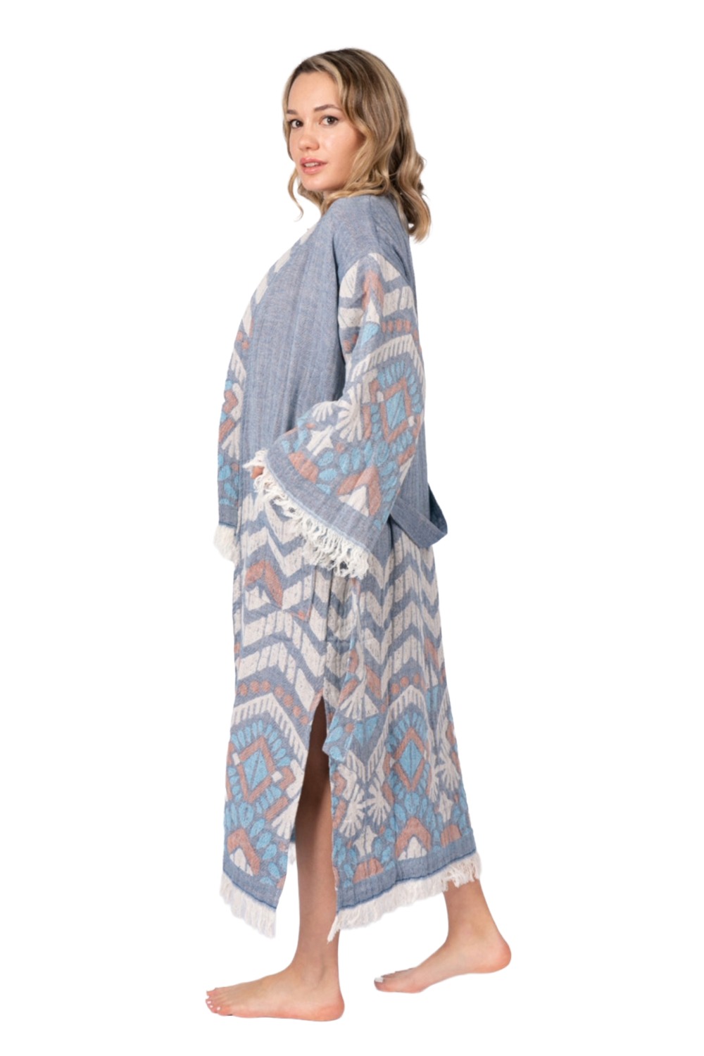 [CHAPUTS Acteon Blue Bathrobe] Peshtemal Turkish Towel Bathrobe Fouta ...