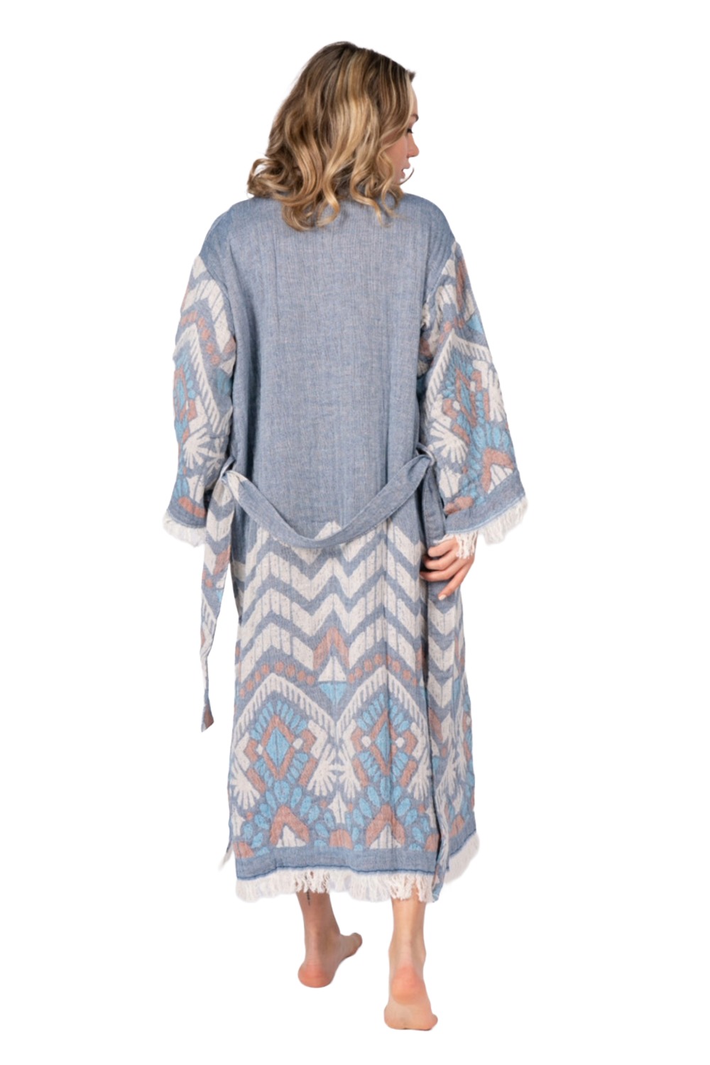 [CHAPUTS Acteon Blue Bathrobe] Peshtemal Turkish Towel Bathrobe Fouta ...