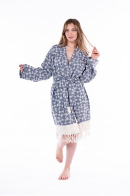 CHAPUTS Aphrodithe Navy Blue Bathrobe