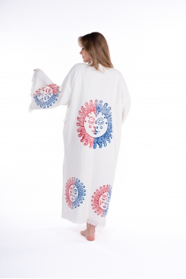 CHAPUTS Arinna White Wooden Printed Bathrobe