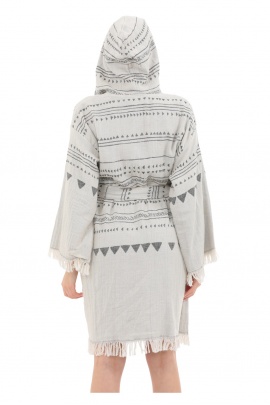 Aspendos Beige & Black Bathrobe