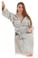 Aspendos Beige & Black Bathrobe