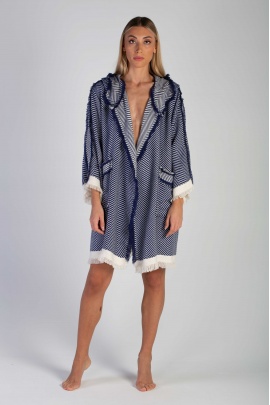 CHAPUTS Chevron Navy Blue Bathrobe CHAPUTS Chevron Navy Blue Bathrobe