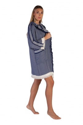 Chevron Navy Blue Bathrobe