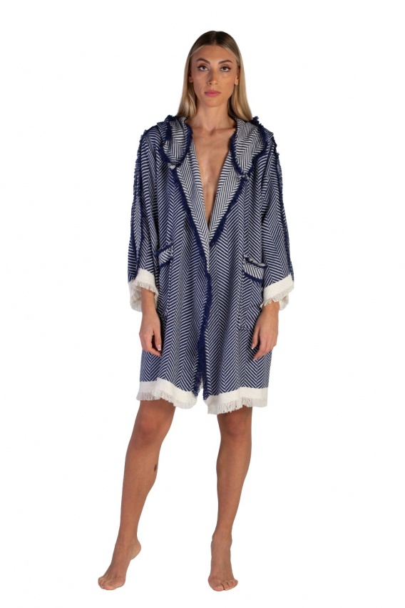 Chevron Navy Blue Bathrobe