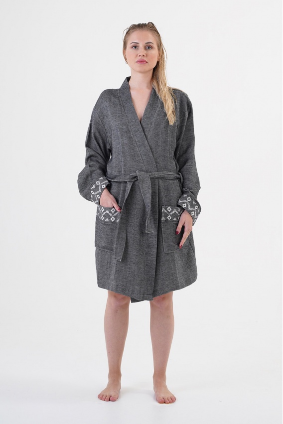 CHAPUTS Edessa Black Bathrobe (plain short)