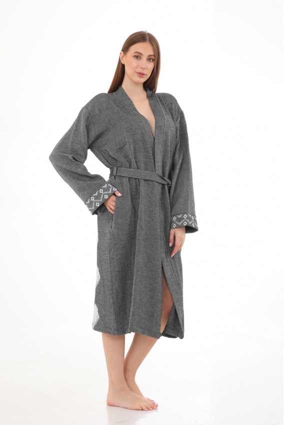 CHAPUTS Edessa Black Bathrobe (plain long)