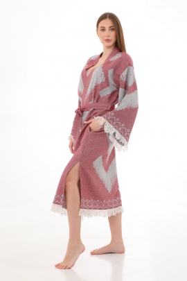 SAUDADE Edessa Burgundy Bathrobe (Sustainable Cotton)