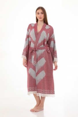 SAUDADE Edessa Burgundy Bathrobe (Sustainable Cotton)
