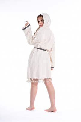 CHAPUTS Hieron Beige Hooded Bathrobe