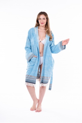SAUDADE Melongena Tuquoise Bathrobe (Sustainable Cotton)