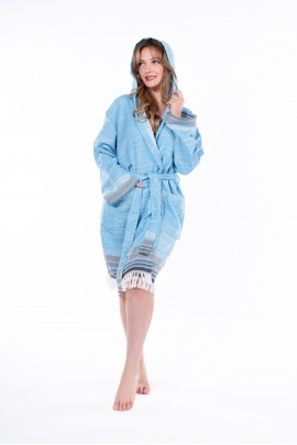 SAUDADE Melongena Tuquoise Bathrobe (Sustainable Cotton)