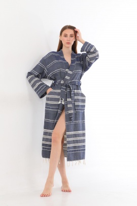 CHAPUTS Sundia Navy Blue Bathrobe