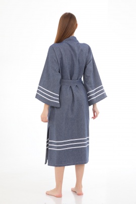 CHAPUTS Glay Navy Blue Bathrobe