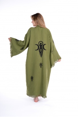 CHAPUTS Kybele Green Wooden Printed Bathrobe