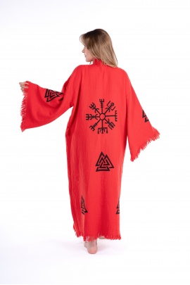 CHAPUTS Lagertha Red Wooden Printed Bathrobe