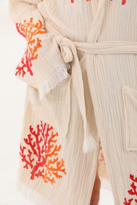 CHAPUTS Coral Wooden Stamp Bathrobe