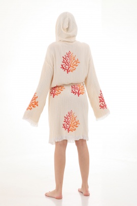 CHAPUTS Coral Wooden Stamp Bathrobe