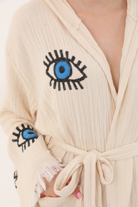 CHAPUTS Eye Wooden Stamp Bathrobe