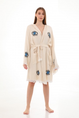 CHAPUTS Eye Wooden Stamp Bathrobe
