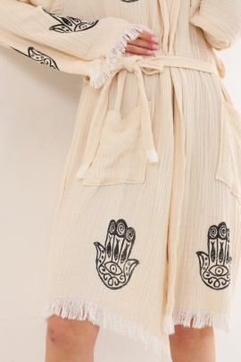 CHAPUTS Hamsa Wooden Stamp Bathrobe