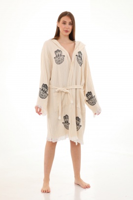CHAPUTS Hamsa Wooden Stamp Bathrobe