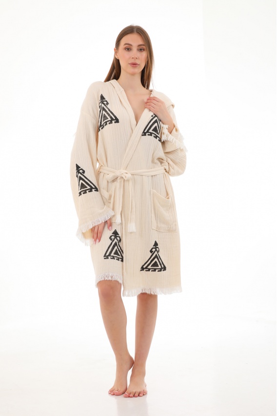 CHAPUTS Kelim Wooden Stamp Bathrobe