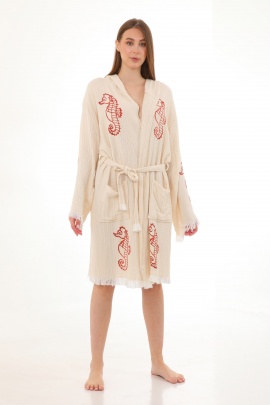 CHAPUTS Seahorse Wooden Stamp Red Bathrobe