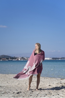 SAUDADE Edessa Burgundy Peshtemal (Sustainable Cotton)