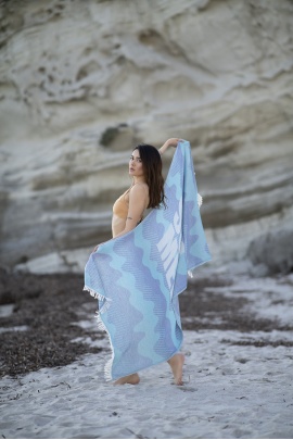 CHAPUTS Halikarnassos Royal Blue & Turquoise Peshtemal