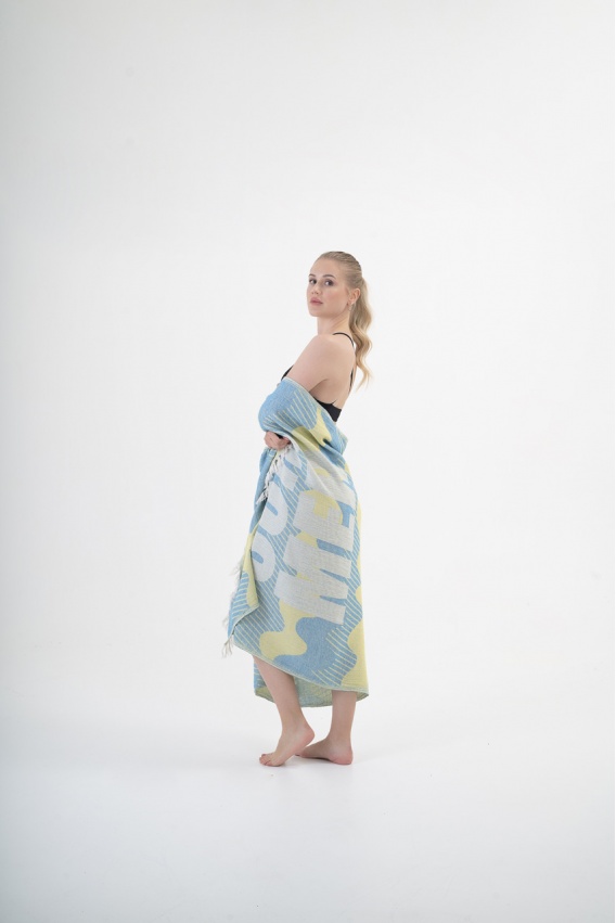 CHAPUTS Halikarnassos Turquoise & Yellow Peshtemal