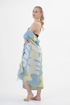 Halikarnassos Turquoise & Yellow Peshtemal