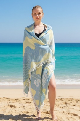 Halikarnassos Turquoise & Yellow Peshtemal