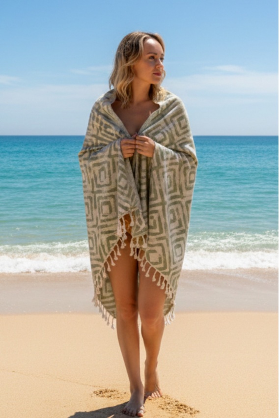 Misis Khaki Green Peshtemal