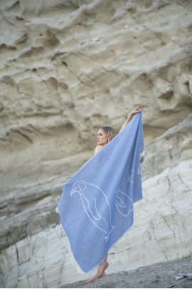 SAUDADE Penguin Blue Peshtemal (Sustainable Cotton)