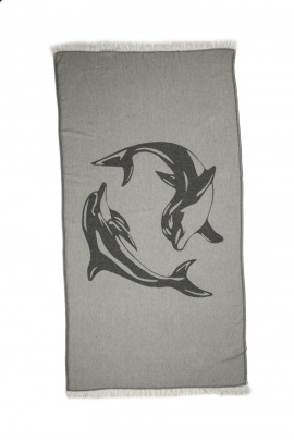SAUDADE Dolphin Black Peshtemal (Sustainable Cotton)