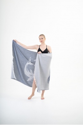 SAUDADE Dolphin Navy Peshtemal (Sustainable Cotton)