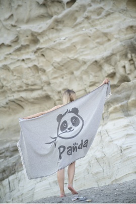 SAUDADE Panda Black Peshtemal (Sustainable Cotton)