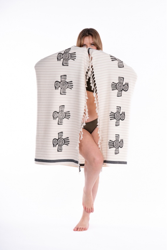 CHAPUTS Tikal Wooden Printed Peshtemal