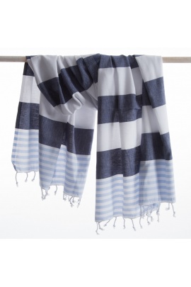 CHAPUTS Boreas Navy Blue & Soft Blue Peshtemal CHAPUTS Boreas Navy Blue & Soft Blue Peshtemal