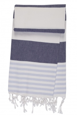 CHAPUTS Boreas Navy Blue & Soft Blue Peshtemal CHAPUTS Boreas Navy Blue & Soft Blue Peshtemal