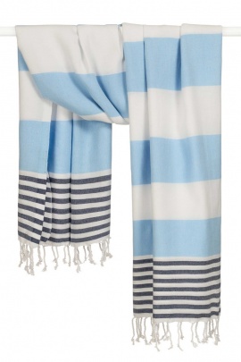 CHAPUTS Boreas Soft Blue & Navy Blue Peshtemal CHAPUTS Boreas Soft Blue & Navy Blue Peshtemal