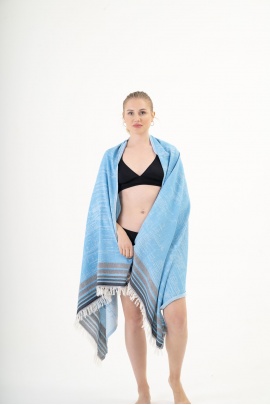 SAUDADE Melongena Turquoise Peshtemal (Sustainable Cotton)