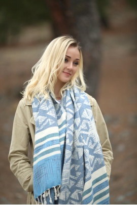 CHAPUTS Nautilus Navy Blue Peshtemal  CHAPUTS Nautilus Navy Blue Peshtemal