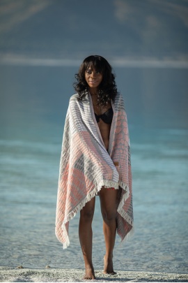 CHAPUTS Nerite Grey & Pink Peshtemal