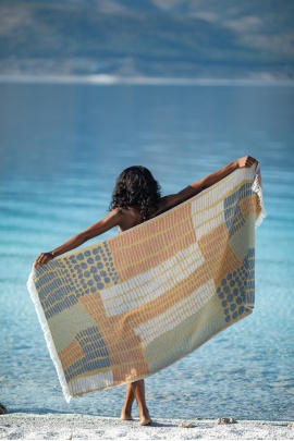 CHAPUTS Nerite Yellow & Blue Peshtemal CHAPUTS Nerite Yellow & Blue Peshtemal