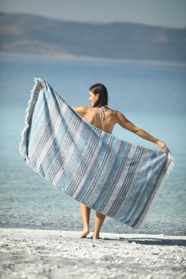 CHAPUTS Pica Navy Blue & Grey Peshtemal