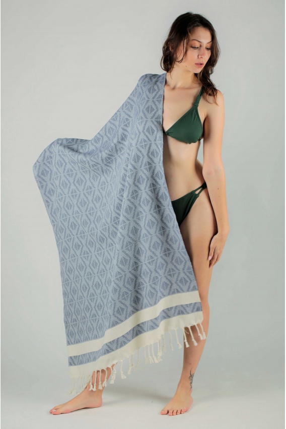 CHAPUTS Pupa Navy Blue & White Peshtemal