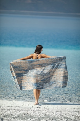 CHAPUTS Tonna Navy Blue & Caramel Peshtemal CHAPUTS Tonna Navy Blue & Caramel Peshtemal