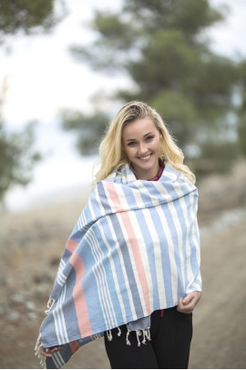 CHAPUTS Trivia Blue & Navy Blue  Peshtemal CHAPUTS Trivia Blue & Navy Blue  Peshtemal